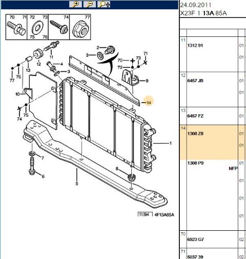 Radyatör Üst Plastiği Plastıgı (1308.Z8) (,01308.J9)