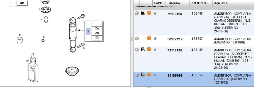 Amortisör Arka Mer A Sağ-sol Merıva Amortısor 543481 (93185699)