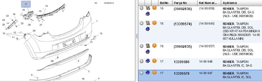 Arka Tampon İç Braketi Sol Cor E Ayagı Ic Corsa (13399578)