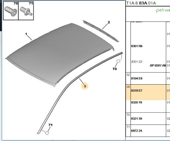 Tavan Çıtası 206 Gtı (8319.E7)