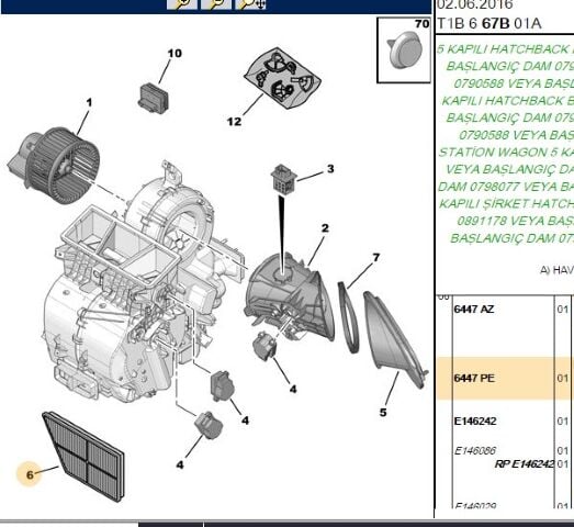 Polen Filtresi 206 Otomatik Klimalı Kabın Fıltresı (6447.PE)