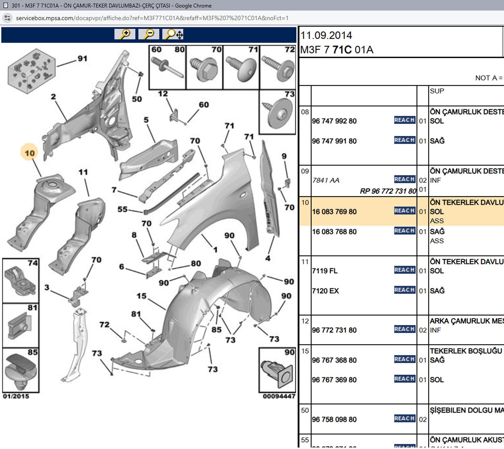 Psa Sol Ön Şase Sacı