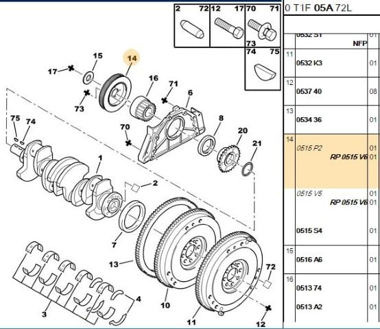 Krank Kasnağı Kasnagı Partner/406/307 2 0 Hdı (0515.V6) (,00515.L9,0515.P2,0515.V5,0515.T8)
