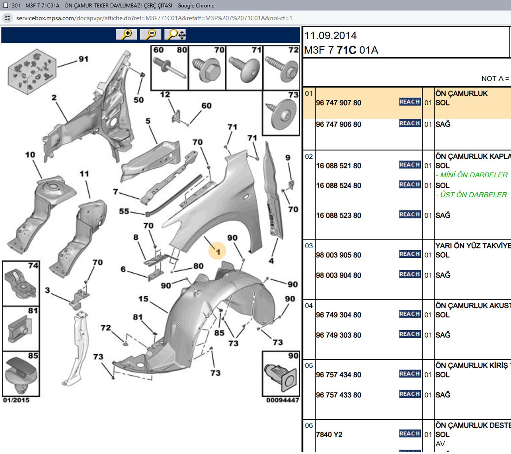 Psa Sol Ön Çamurluk