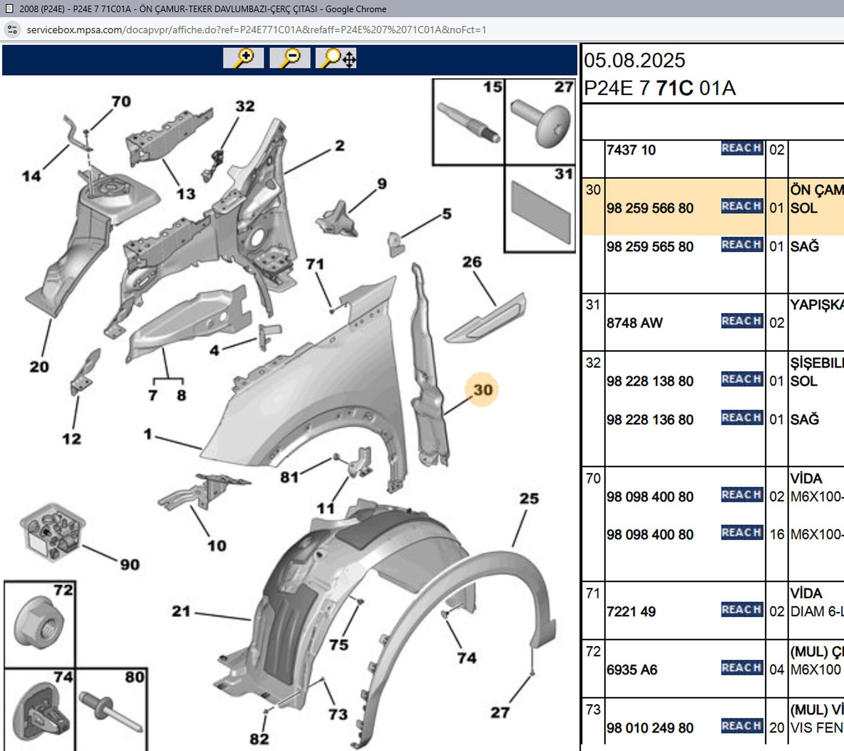 Psa Sol Ön Çamurluk Arka Lastiği