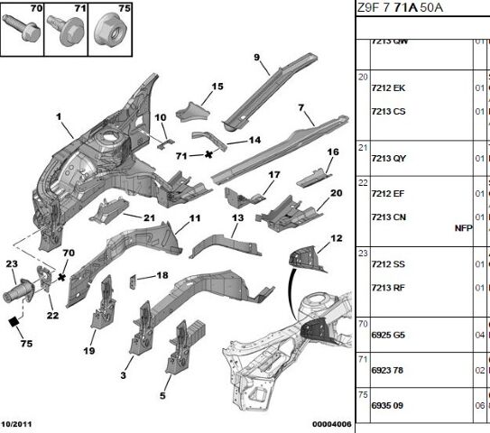Şasi Parçası Sol 207/208/2008 (7213.SG) (,07213.TC,7213.PX,TABAN )