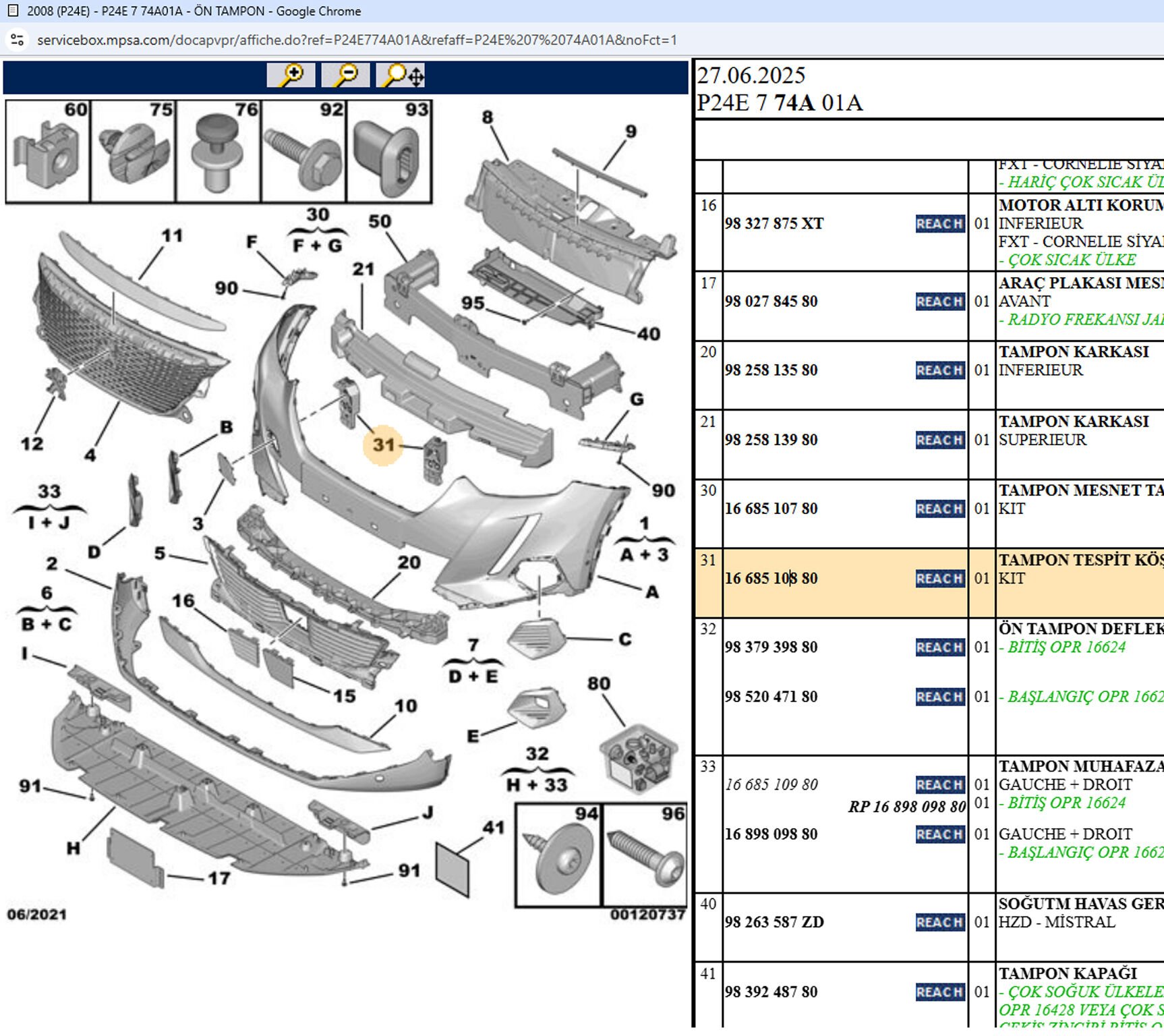 Psa Ön Tampon Darbe Emici Braketi