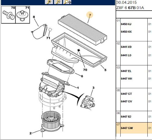 Polen Filtresi Fıltresı 607 Tüm Modeller Kabın (6447.GW)