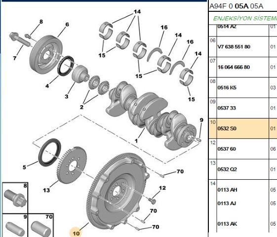 Komple Volant 2008 (a94f) 3008 (t84) 308(t7) 508 Partner Tepe Yenı Motor Volan (0532.S0)