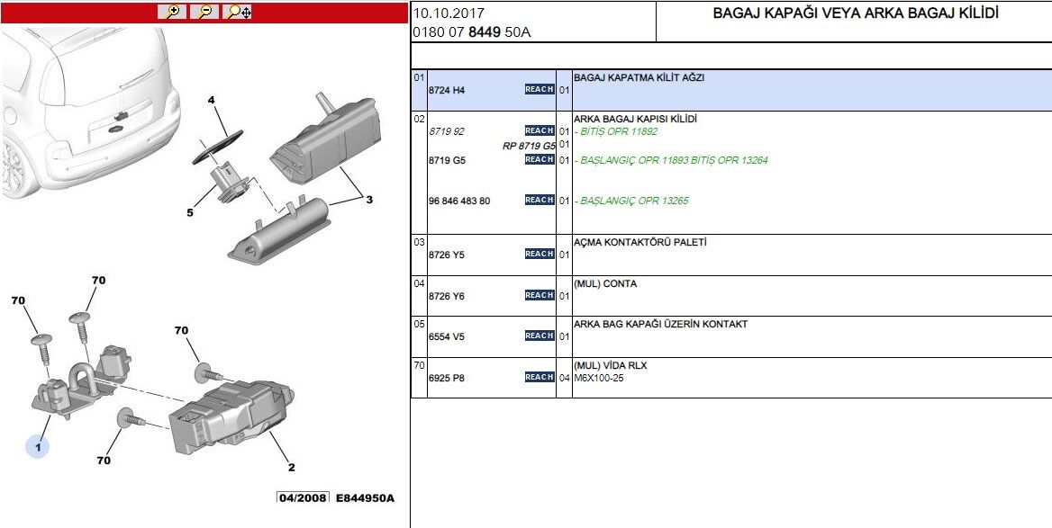 Kap Klt Karş Bagaj Kilit Karşılıkc3 Pc (os) (8724.H4)