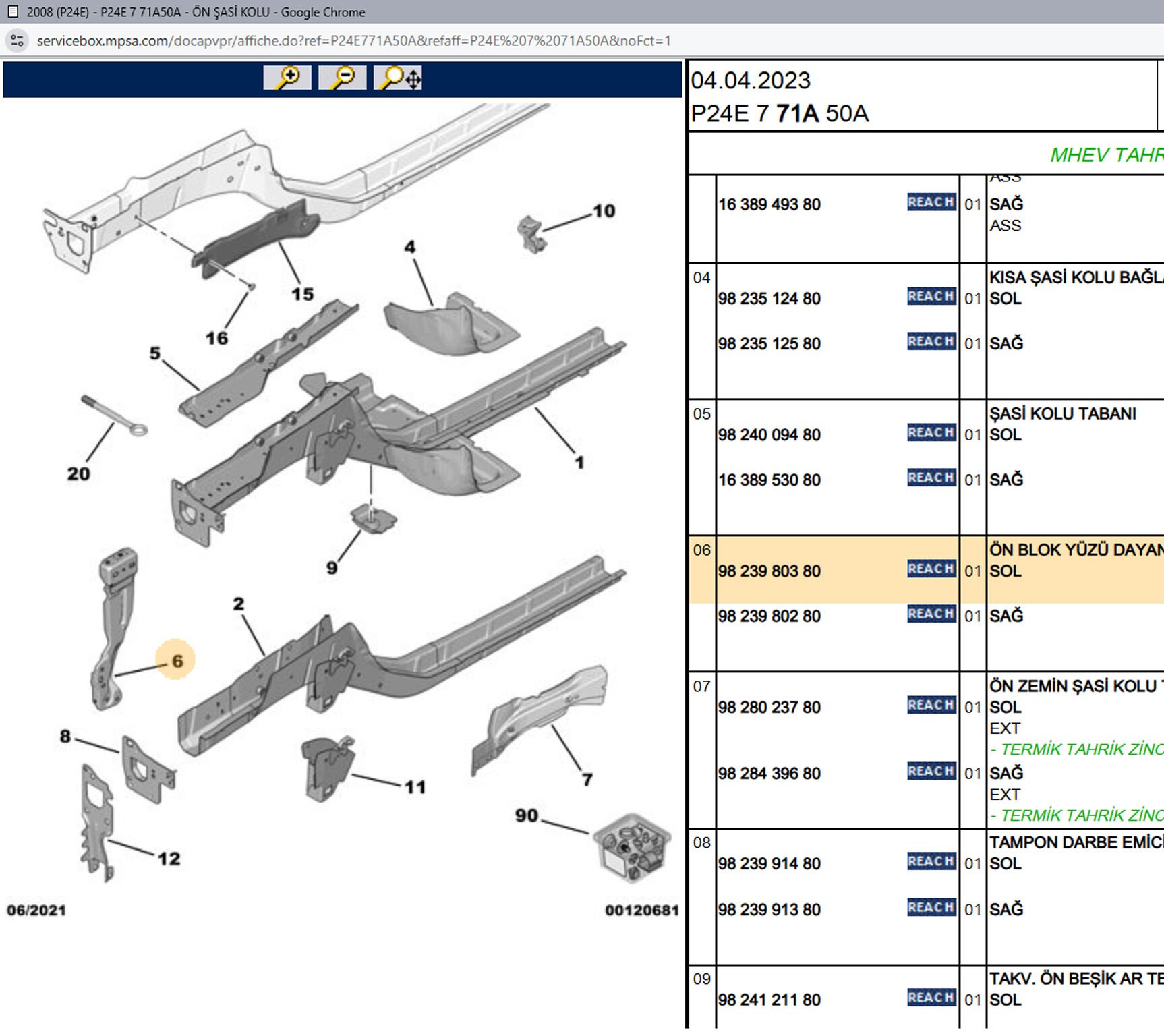 Psa Ön Blok Yüzü Sol Dayanağı