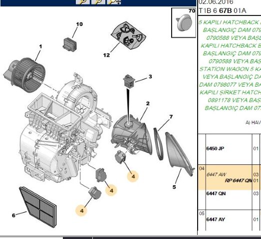 Kalorifer Motoru Kalorıfer Modulü 206 (6447.QN) (,06447.AW)