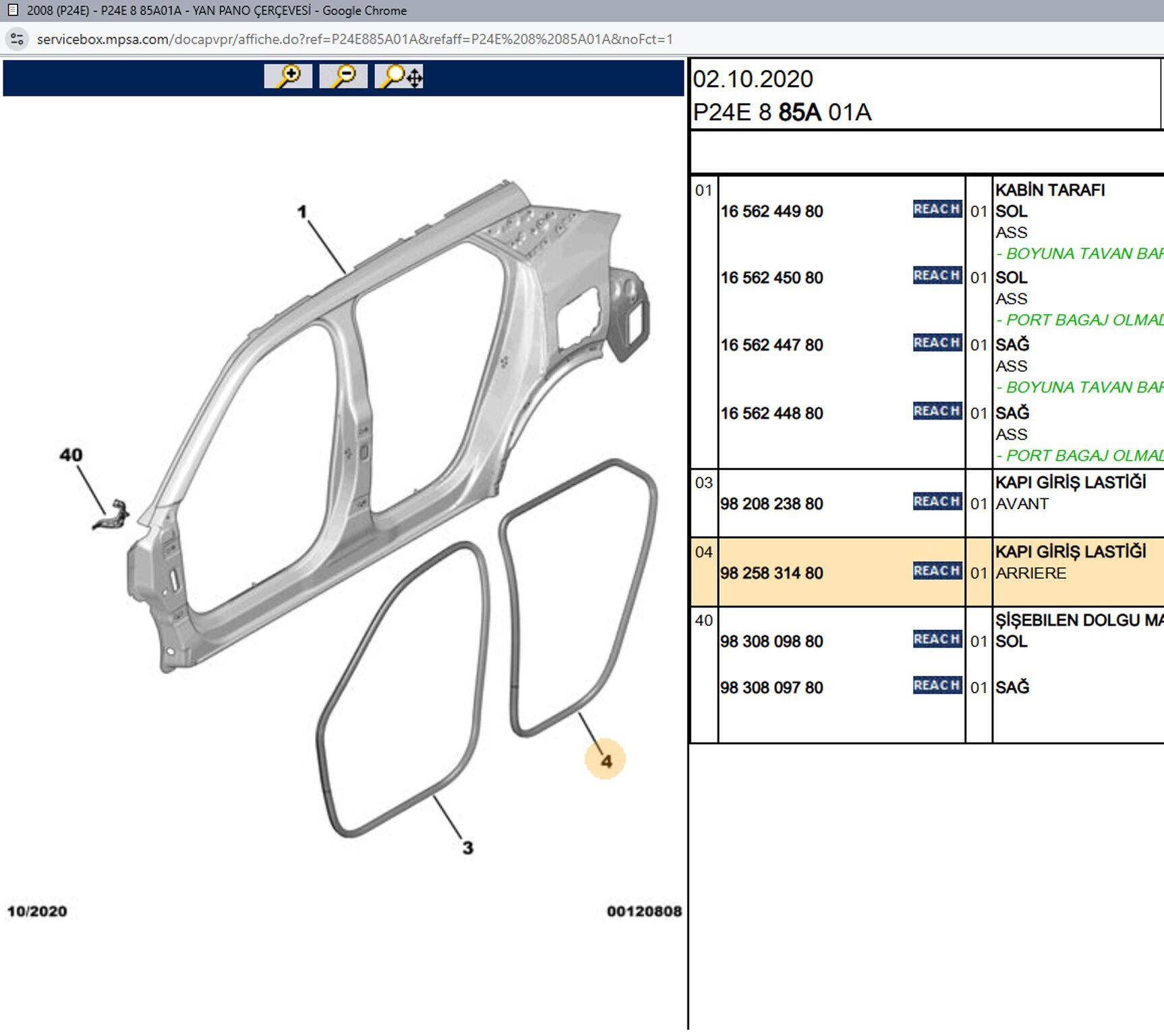 Psa Arka Kapı Toz Lastiği