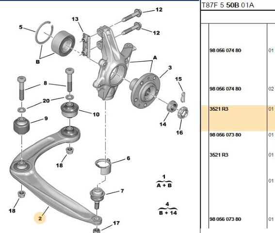 Sağ Salıncak Yeni Kod 1643189180 308 3008 5008 (3521.R3) (,01643189180,ÖN SALINCAK )
