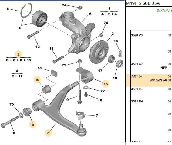 Ön Salıncak Sağ Partner Dw8b (3521.R4) (,03521.L4,3521.F3,3521.E9)