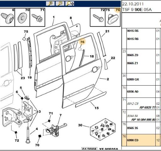 Agraf Arka Kapı Cam Fıtıl Sustası 307/308/607 (50 Lik) (6990.E0)