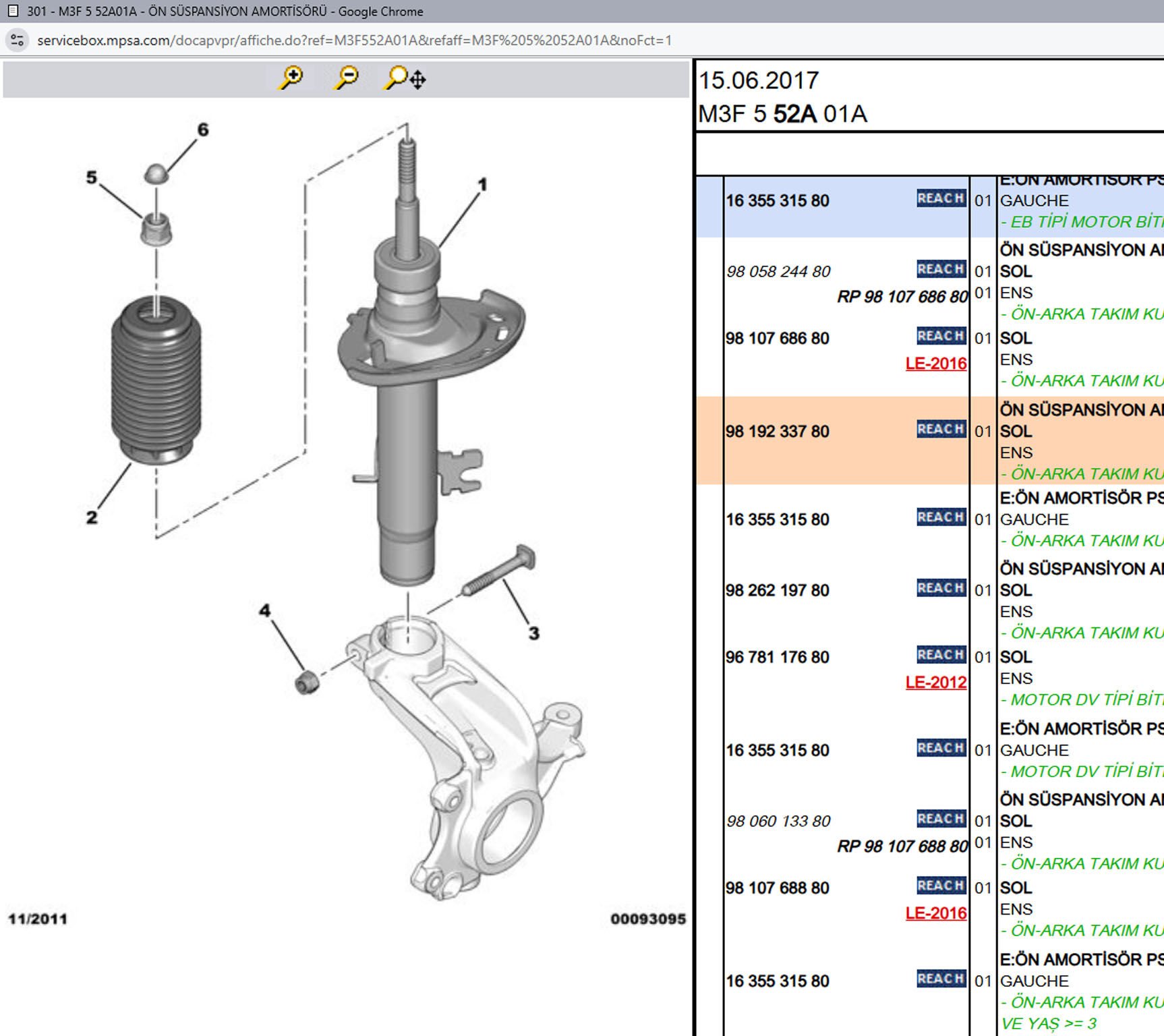 Psa Sol Ön Amortisör 9810768680 9805824480
