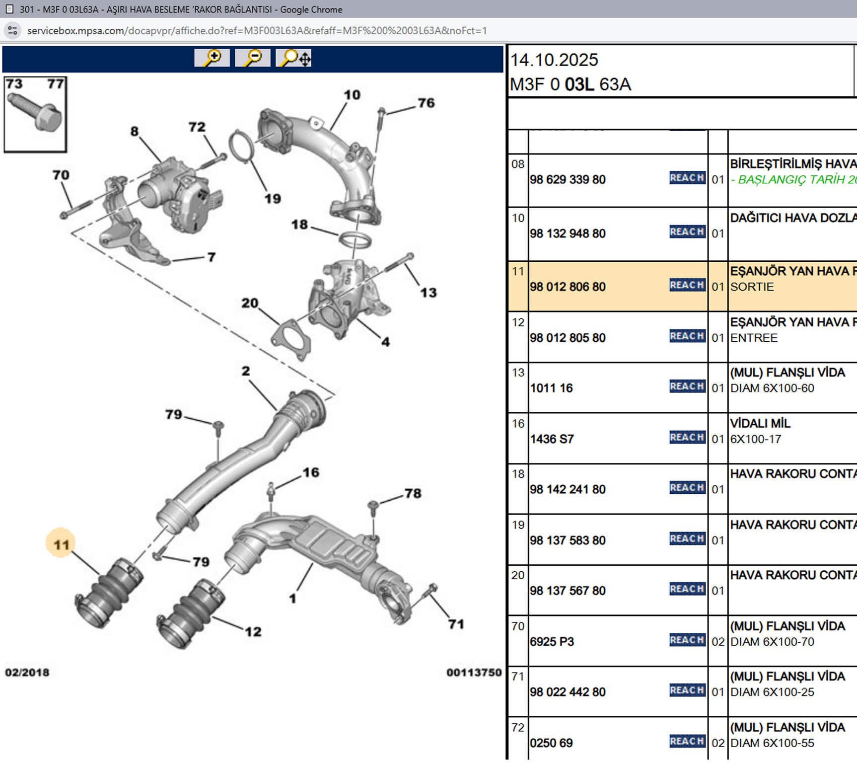 Psa Eşanjör Hava Hortumu 3636995 0382.GW