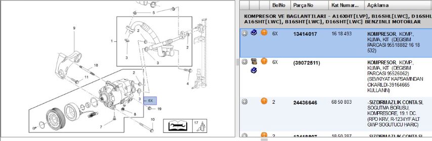 Klima Kompresörü Ast J A13dte Ac Compressor (13414017) (,0NE KOMPRESÖRÜ ,39072511)
