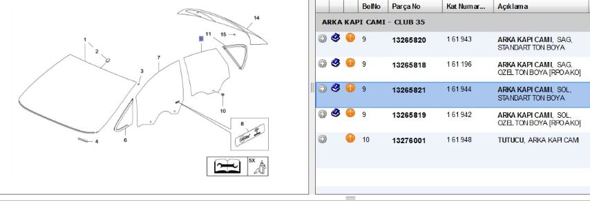 Kapı Camı Arka Sol İnsg Astra J (13265821)