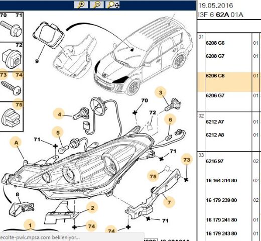 Sağ Ön Far (6206.G6)