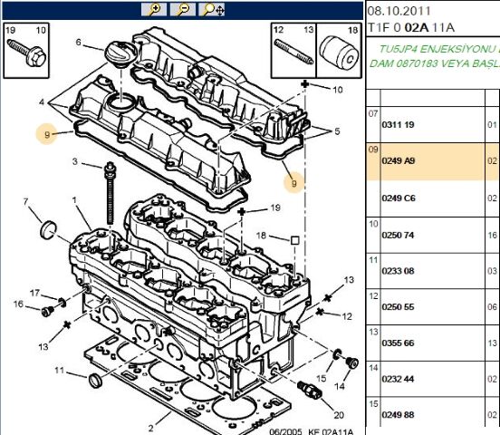 Subap Kapak Contası 206/307 Tu5jp4 (0249.A9)
