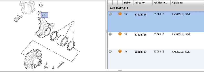 Ön Aks Taşıyıcı Sağ Merıva Tasıyıcısı Sag A (93328738)