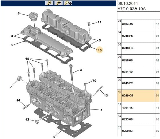 Külbütör Kapak Contası 206/207/307 Et3j4 Sılındır Baslıgı Ve Trıger Qs (0249.C5)