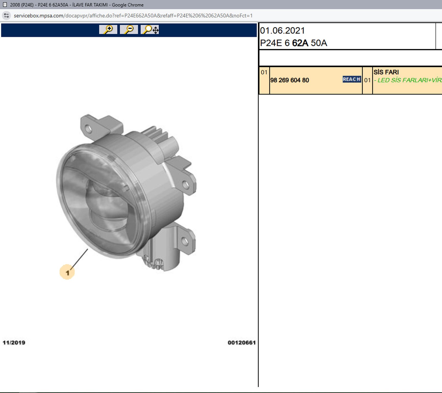 Psa Sol Sağ Sis Farı