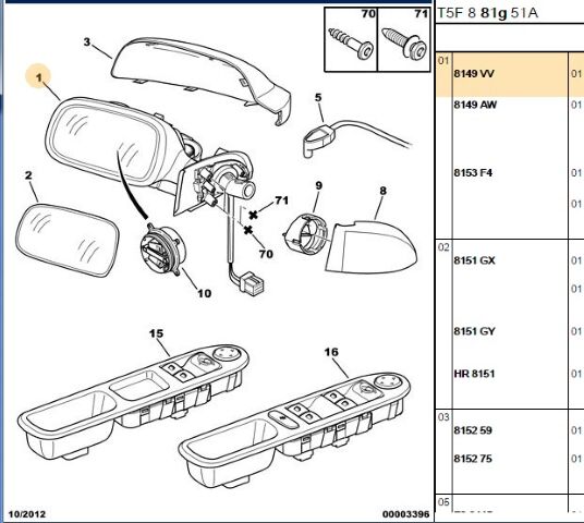Sol Dış Ayna Dıs 307 (8149.VV) (,08149.AY)