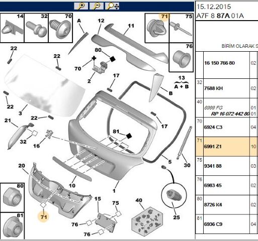 Bakalıt Agrafı Bakalit Kaplama Sustası 207/208/301/308/508 (6991.Z1) (,06991Z1)