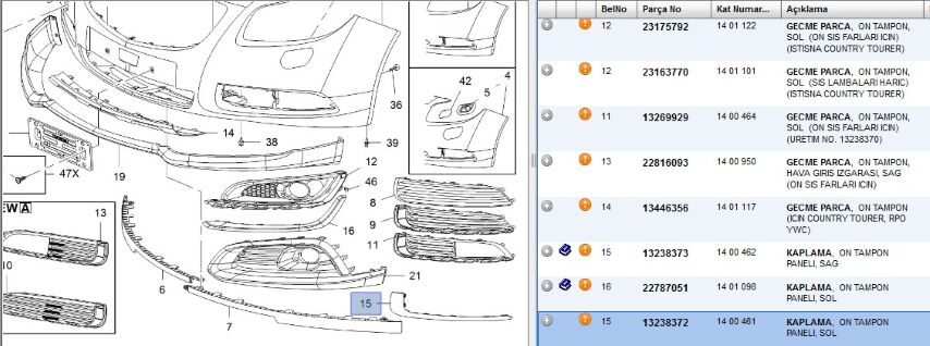 Sis Krom Sol İnsg -2013 Sıs Panjur Alt Nıkelajı Insıgnıa Tampon- Ov Legacy (13238372)