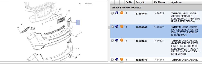 Tampon Arka Mer B Psli Park Pılotlu Merıva (13268247)