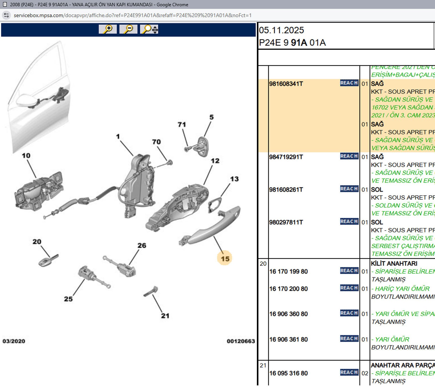 Psa Sağ Ön Dış Kapı Kolu 39106882 1614555780