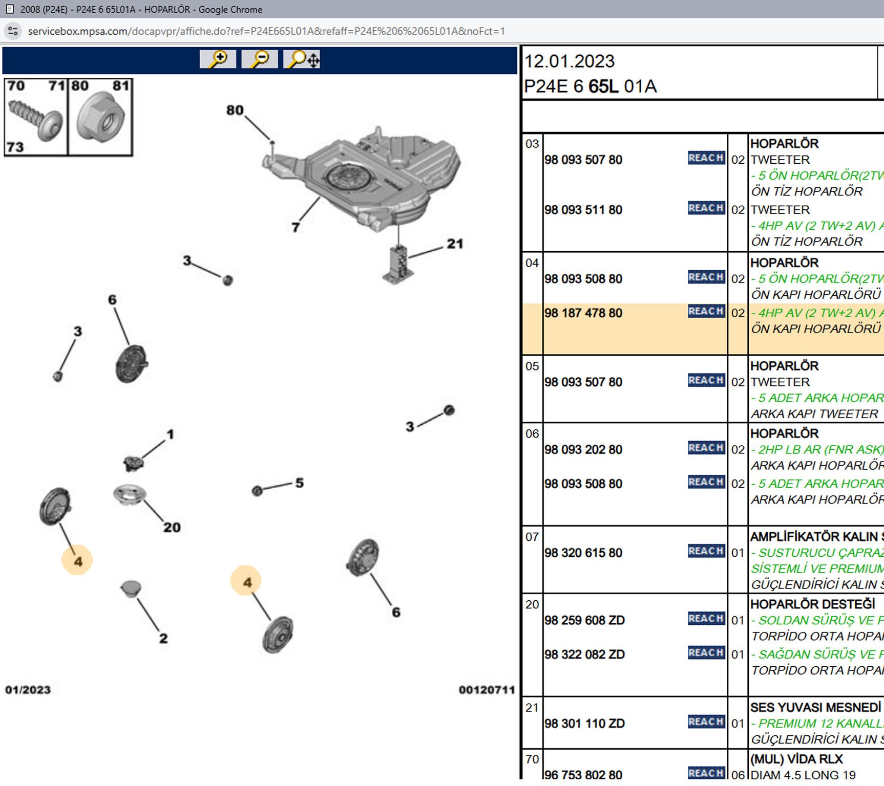 Psa  Ön Kapı Hoparlörü