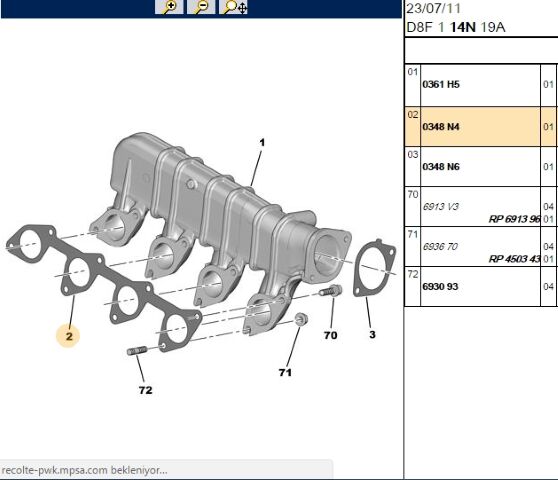 Manifold Contası Emme Manıfold Dw10ated 406/607/806 Mekanık Conta (0348.N4)