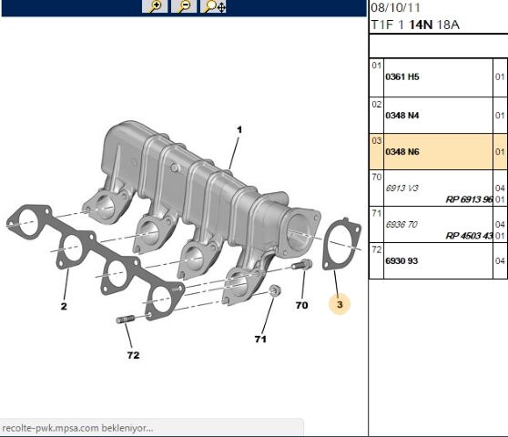 Manifold Contası Emme Manıfold (10 Luk) Dw10td 307/406/607/parner Mekanık Conta (0348.N6)