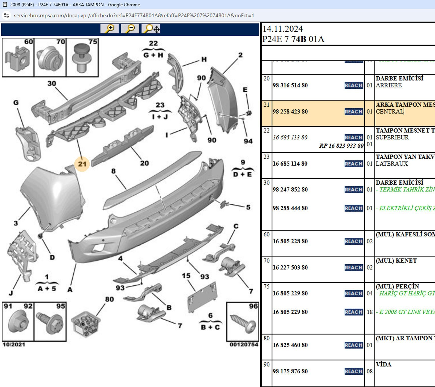 Psa Arka Tampon Orta Bağlantı Ayağı Tutucusu
