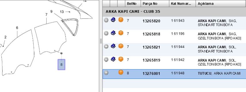 Kelepçe,bağlantı Cam Klıpsı Arka Astra J (13276001)