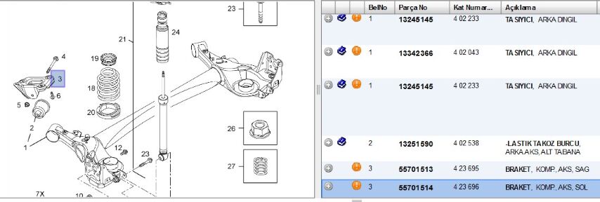 Dingil Braket Sol Cor D Arka Corsa E Dıngıl Braketı Opel (423696) (55701514)