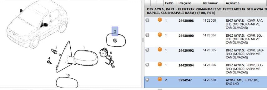 Ayna Camı Sağ Cor C Elektrikli Sag Elektrıklı Corsa (9224247)