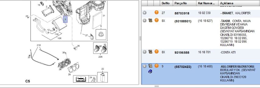 Kalorifer Petek Radyatörü Corsa E Hvac, Heater Core (39033120) (,055702423,1611902880)