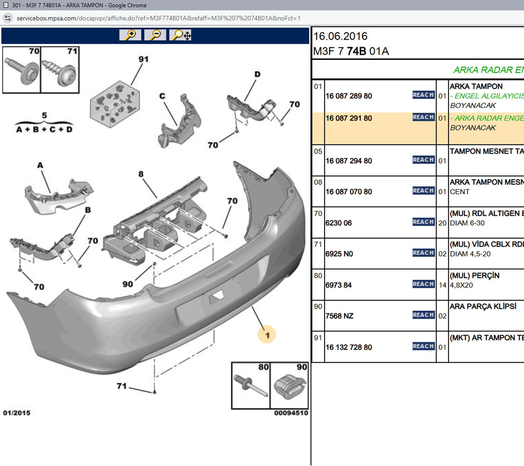 Psa Sensörlü Arka Sac Tampon
