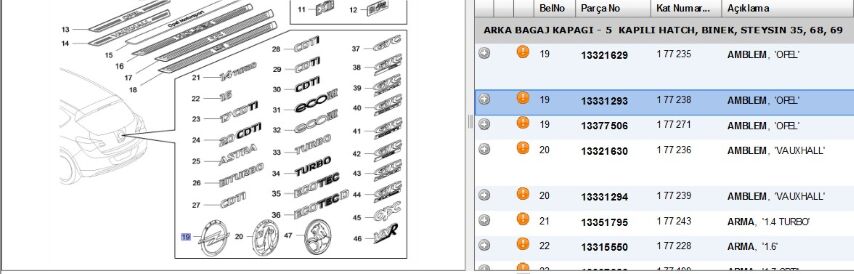 Arka Amblem Bagaj Kapagı F35 Astra J (13331293)