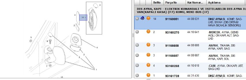 Dikiz Ayna Sağ Vıvaro Komple Sag Elek Vıaro (91160051)