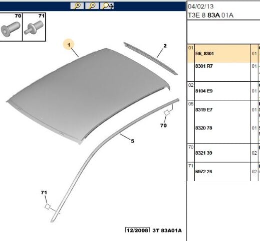 Tavan Sacı (8301.C0) (,08301.R6,SABİT TAVAN )