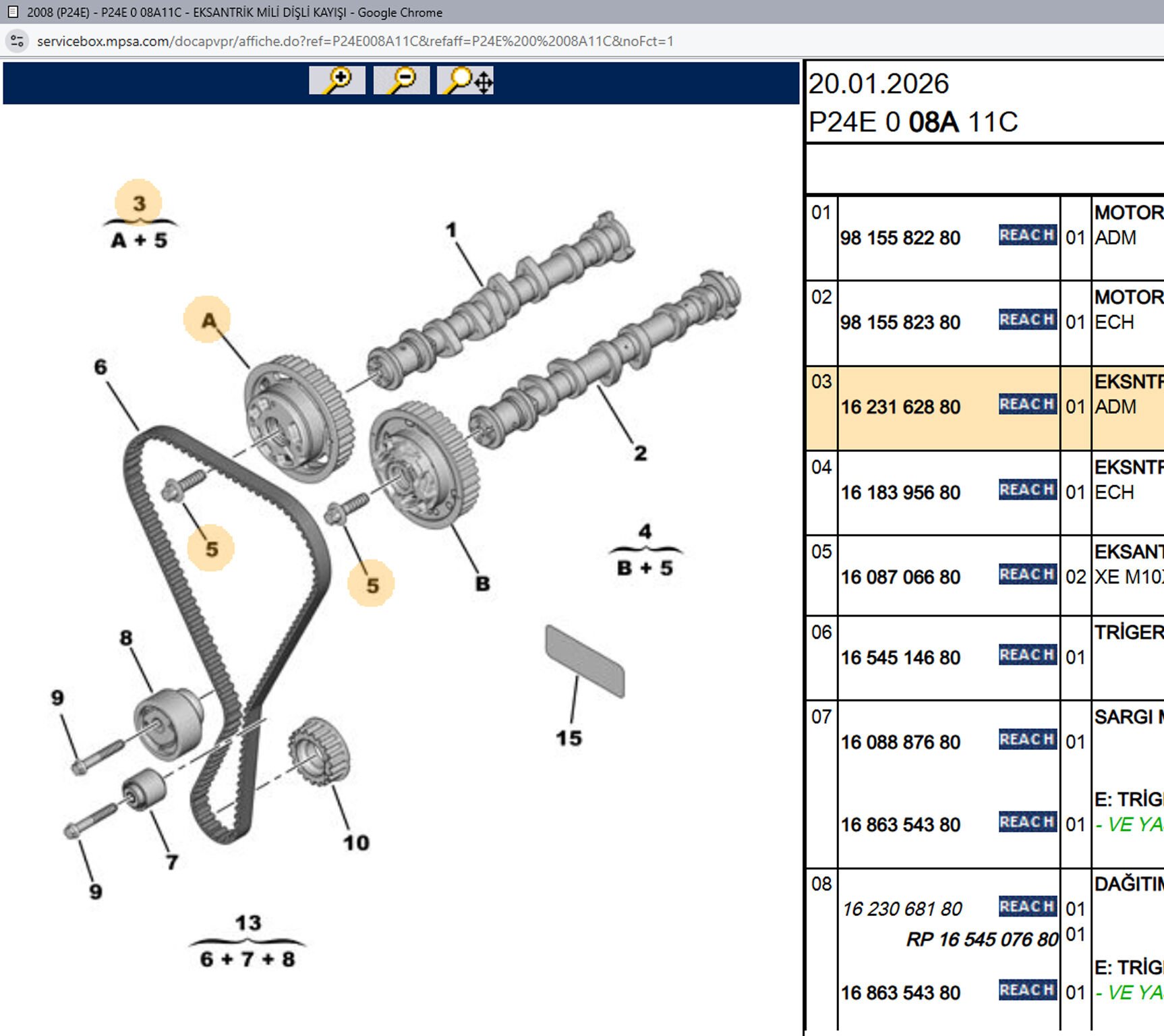 Psa Emme Eksantrik Mili Dişlisi Ve Vidası 39165709