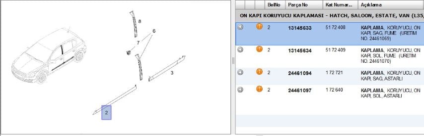 Kapı Bant Ön Sağ Ast H Füme Cıtası On Sag Fume Astra Koruma (13145633)